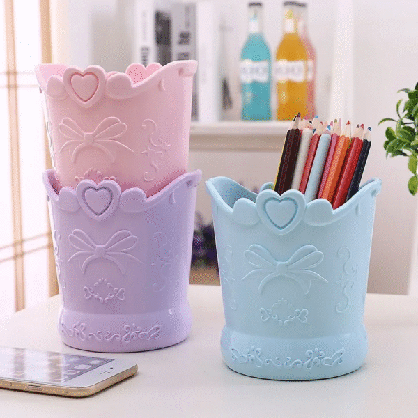 Cute Bow Pen Holder Candy Color Pencil Organizer