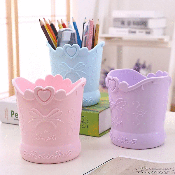 Cute Bow Pen Holder Candy Color Pencil Organizer